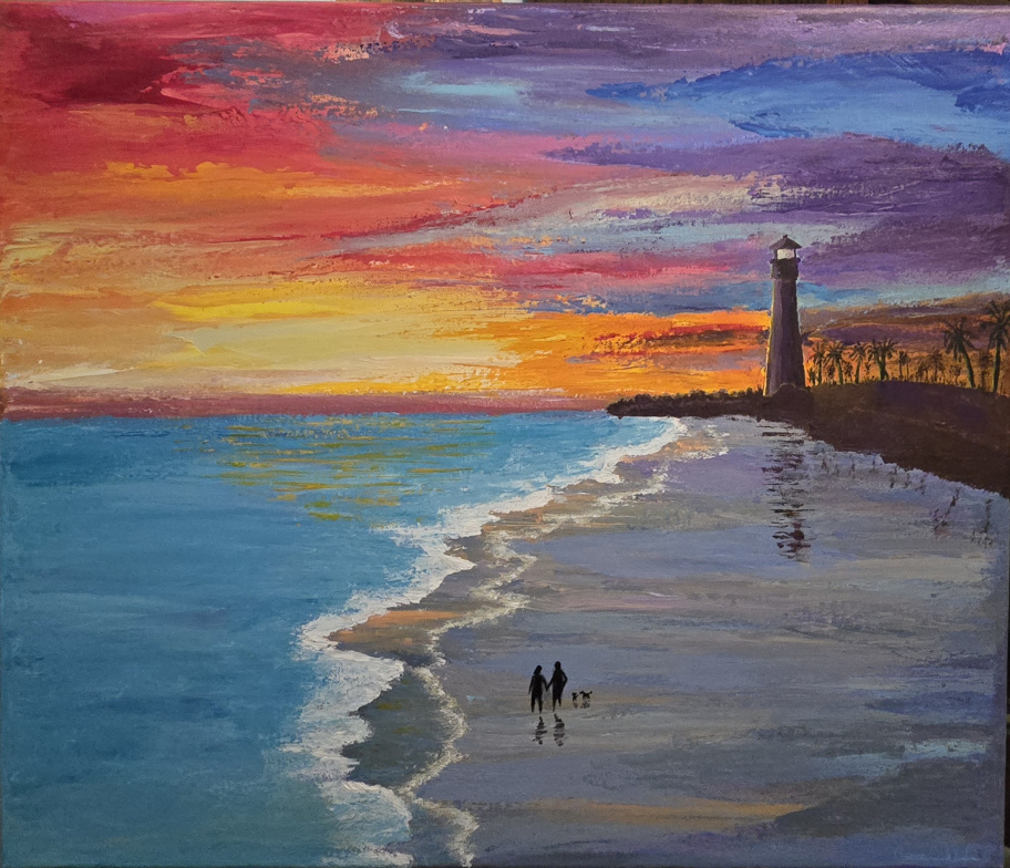 acrylic painting city night